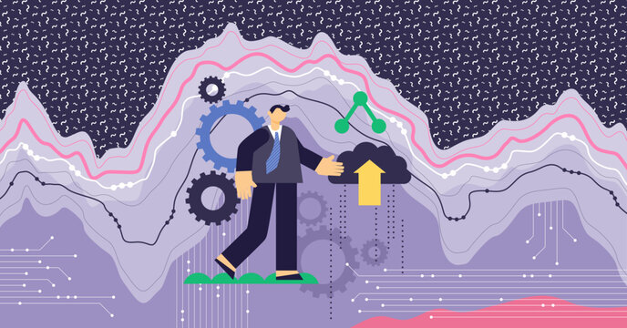 Big data modern abstract concept illustration, transparent background. Digital internet network connection, global database storage server analysis.