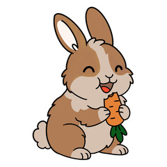 The brown rabbit eats carrot