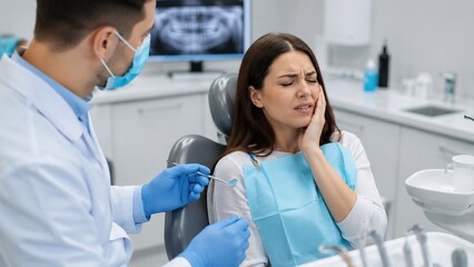 Obraz premium Dental pain relief procedure dental clinic medical content bright environment close-up viewpoint exploring pain management techniques