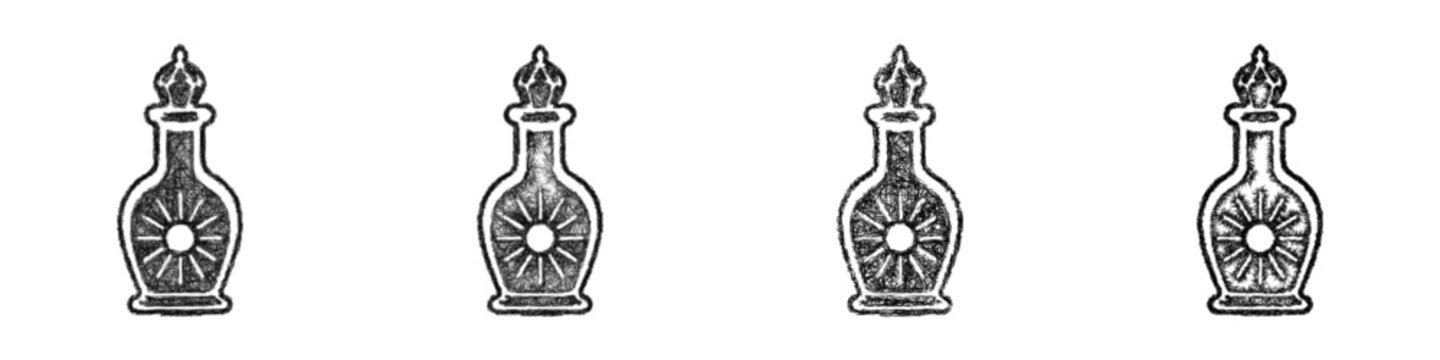 Sketch golden elixir bottle icon design set
