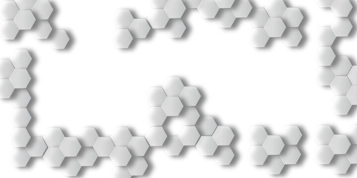 Grey hexagon with shadow like honeycomb seamless geometric polygonal repeatable pattern abstract monochrome element vector illustrator design in white background used as wallpaper, business card etc.