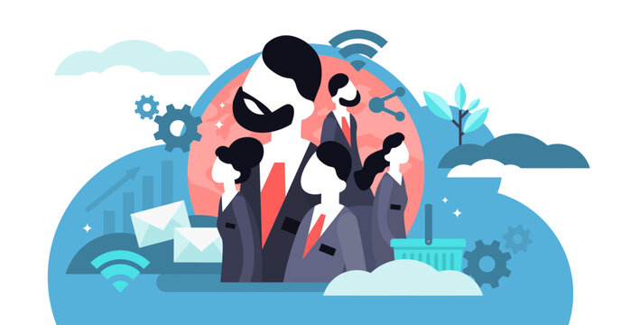 Sales force illustration, transparent background. Flat tiny customer relationship management persons concept. Marketing SFA and CRM sales work consulting strategy.