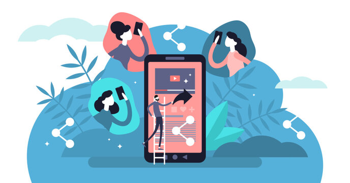 Share illustration, transparent background. Flat tiny network link bonding persons concept. Abstract social media information cooperation and partnership.