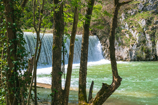 water flowing over the waterfall, river Gradac, Valjevo, Serbia