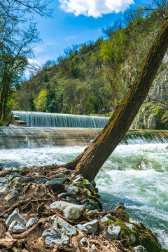 water flowing over the waterfall, river Gradac, Valjevo, Serbia