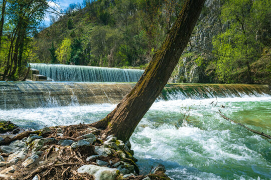water flowing over the waterfall, river Gradac, Valjevo, Serbia