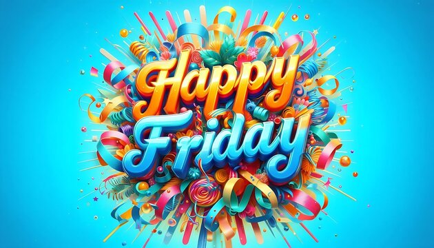 Vibrant Happy Friday Celebration Confetti Graphic