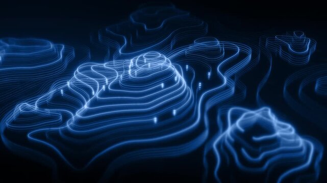 Futuristic Holographic Terrain environment, geomorphology, topography motion graphic user interface head up display screen