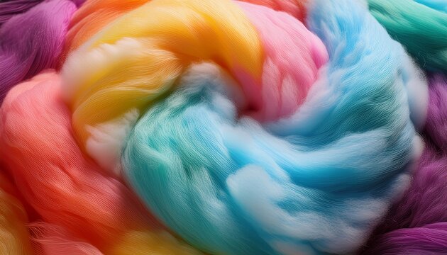 a swirl of different colored cotton candy with a fluffy texture