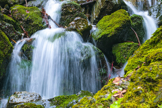 water flowing over the waterfall, river Gradac, Valjevo, Serbia