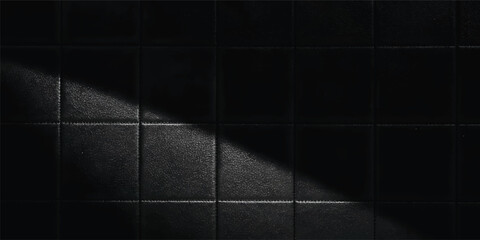 Fototapeta premium Luxury Black Quilted Leather Texture Background with Premium Padded Square Panels and Elegant Upholstery Pattern