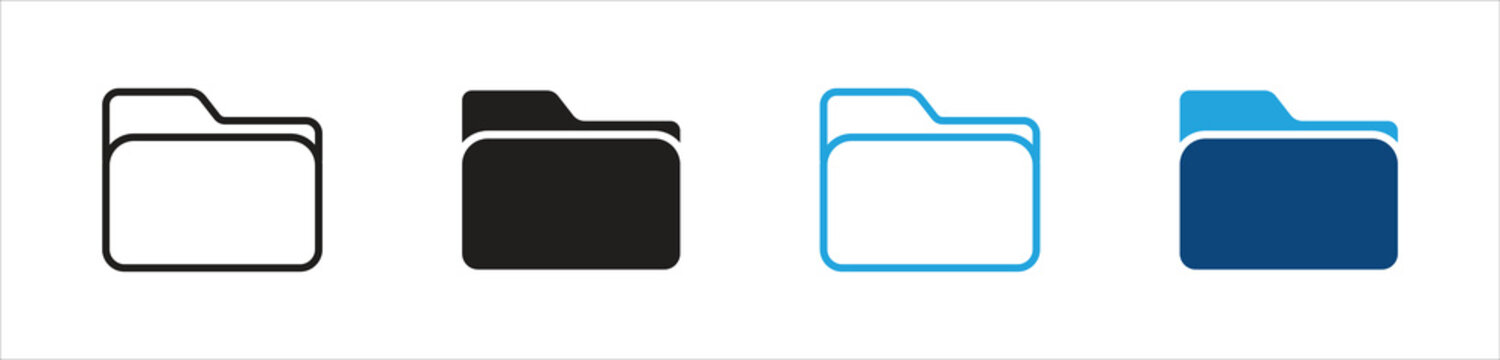 Folder Icon Collection. File Directory and Storage Icons Set. Open Folder Symbols, vector illustration.