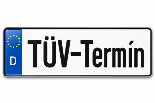 German EU license plate with T&Uuml;V-Termin text