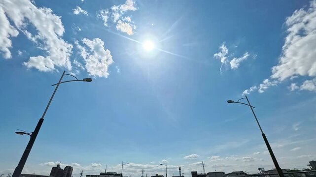 Open Sky POV Driving Footage Facing the Sun on a Clear May Day in Japan