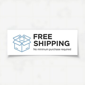 Open box graphic with "FREE SHIPPING" and "No minimum purchase required" text