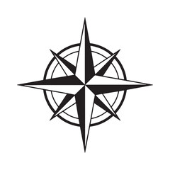 Fototapeta premium Compass rose silhouette on a white background