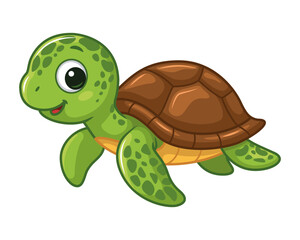 Obraz premium Cute Cartoon Sea Turtle Illustration