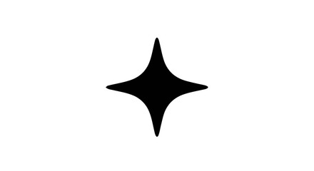 Fototapeta premium Vector illustration of black fourpointed star icon, sparkle or twinkle symbol on a transparent background