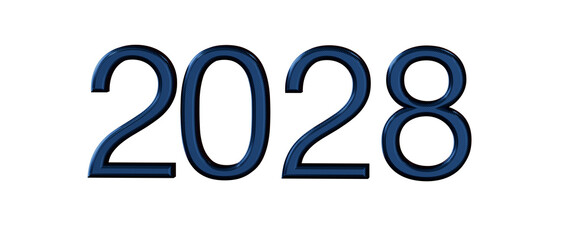 2028 year in blue with modern design. Perfect for new year greetings and illustrations. © vegefox.com