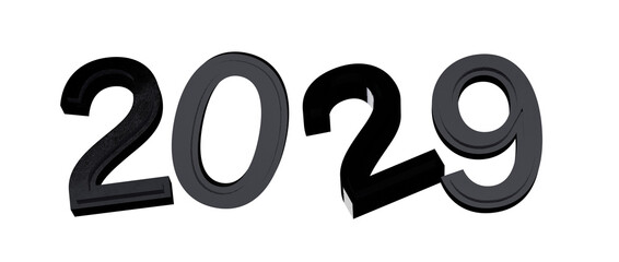2029 text on white background. Illustration of the upcoming year, perfect for new year greetings and © vegefox.com