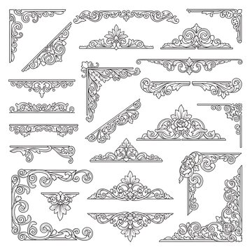 Ornate architectural corner accents and borders, decorative flourishes