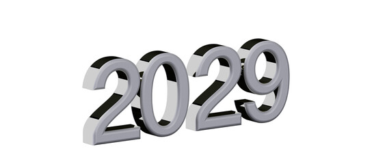 2029 in 3D silver style with black detailing, future concept, perfect for new year's designs and mor © vegefox.com