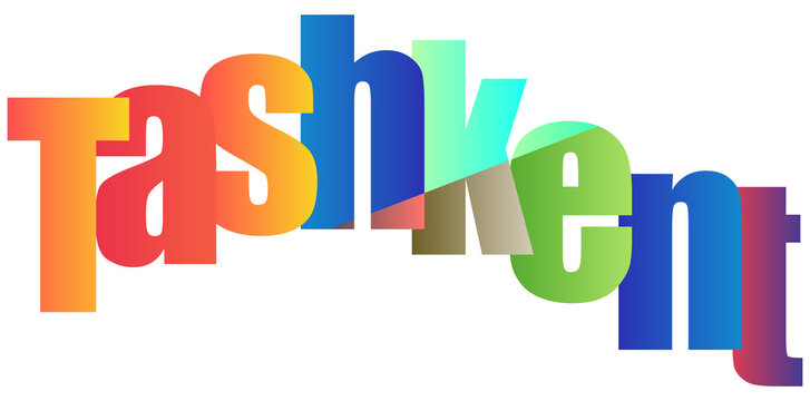 Colorful Gradient Text Logo Design Featuring City Name Tashkent