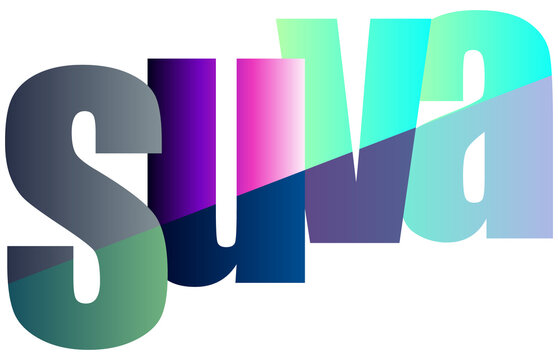 Colorful stylized letters forming the word SUVA isolated design