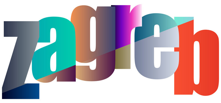 Colorful Gradient Text Design Showing zagreb Word Tech Style Lettering