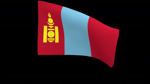 Flag of Mongolia &ndash; 3d render looped with alpha channel.