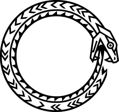 Ouroboros Snake Eating Tail Simple Geometric Flat Vector
