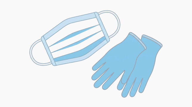 Blue medical face mask and gloves for protection