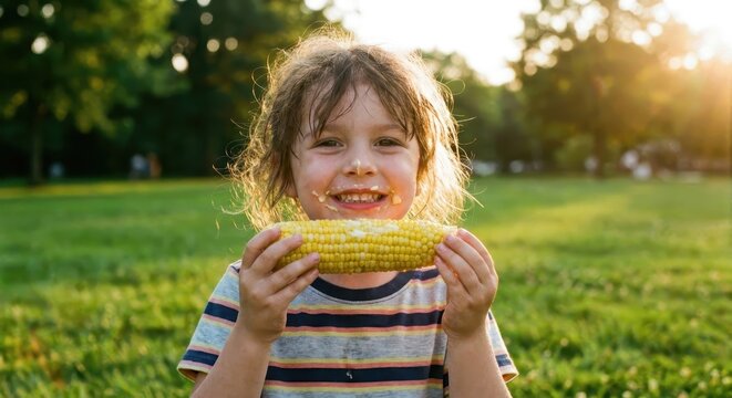 Child eating corn on the cob
