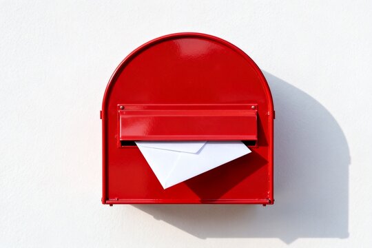 Red mailbox with white envelope