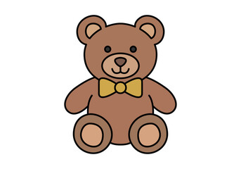 Fototapeta premium Oso de peluche marrón sentado con una pajarita amarilla en el cuello