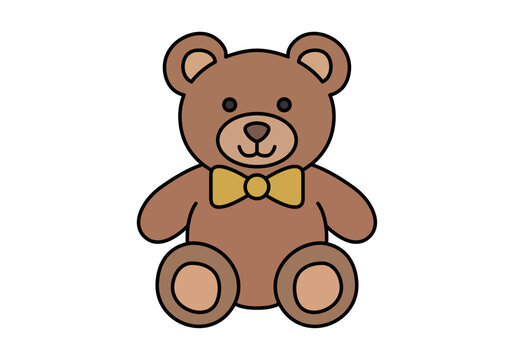 Oso de peluche marr&oacute;n sentado con una pajarita amarilla en el cuello