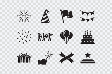 Obraz premium Black Party Celebration Icons Set