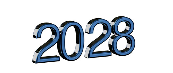 3D render of the year 2028 in shiny blue, perfect for new year greetings and future visio © vegefox.com