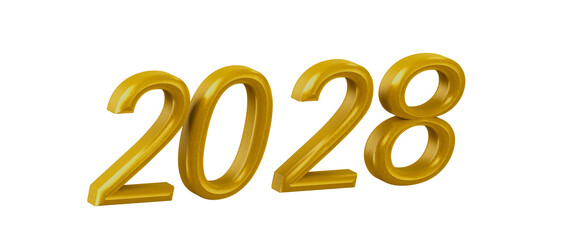 Golden 2028 numerals isolated on white background. Perfect for new year greetings, future concepts, © vegefox.com