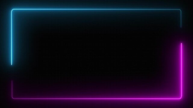 A rectangular frame made of two moving neon lights animation. popular abstract background overlay motion. seamless vaporwave animation 