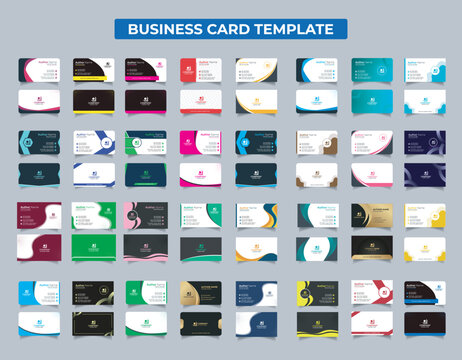 Vector Clean style modern business card template or corporate visiting card bundle