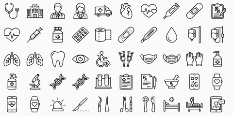 Naklejka premium Hand Drawn medical icons Vector Collection