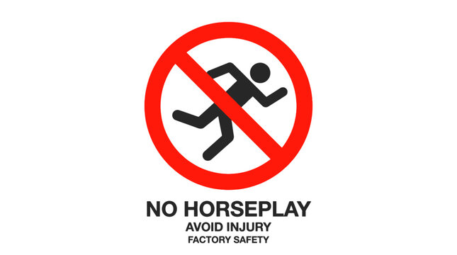 Factory Safety Sign Warning Against Horseplay to Prevent Injuries