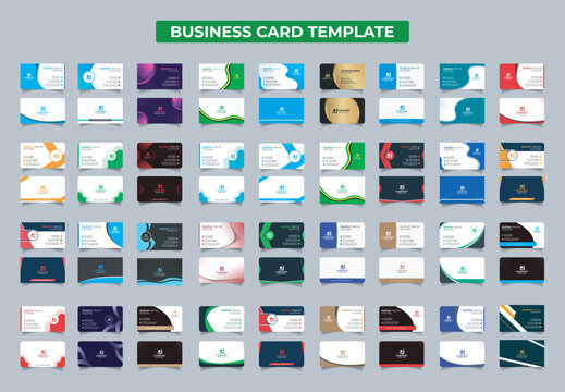 Vector Clean style modern business card template or corporate visiting card bundle