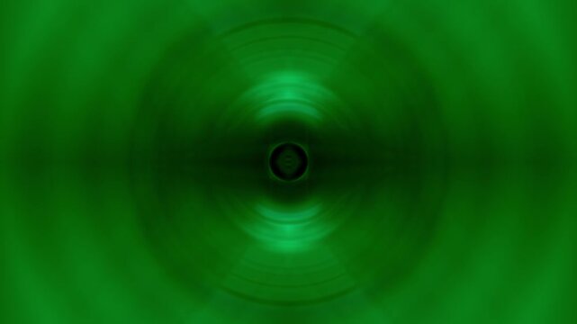 Circular swirling light movement with a green tint, focus, strong depth effect and vanishing point, movement, hypnosis, transition, energy, resilience, rotation, futuristic technology
