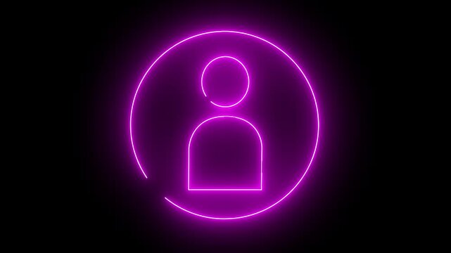 Glowing user profile lock icon animation on black background. Account privacy and secure lo gin symbol for app .