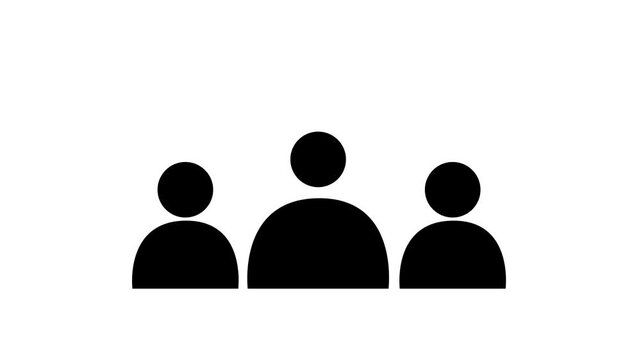 Simple team group icon animation on white background. Business people and community.