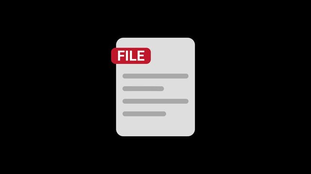PDF document file icon animation on black background. Content management system and website administration.