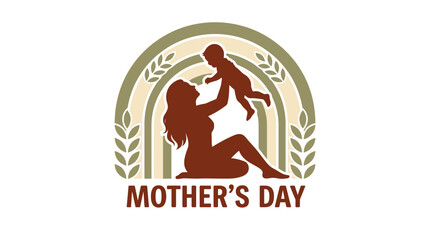 Fototapeta premium A mother kneeling and playfully holding her baby in front of an ornate archway on Mother's Day