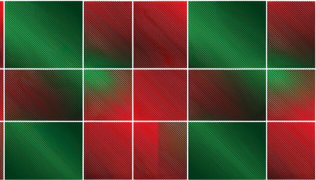 seamless geometric checkerboard pattern with red and green gradient squares separated by thin white grid lines